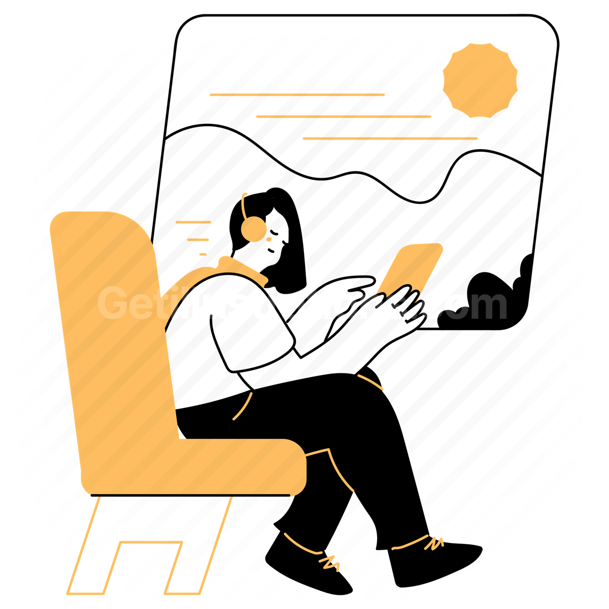 woman, window, people, chair, furniture, travelling, leisure, transport